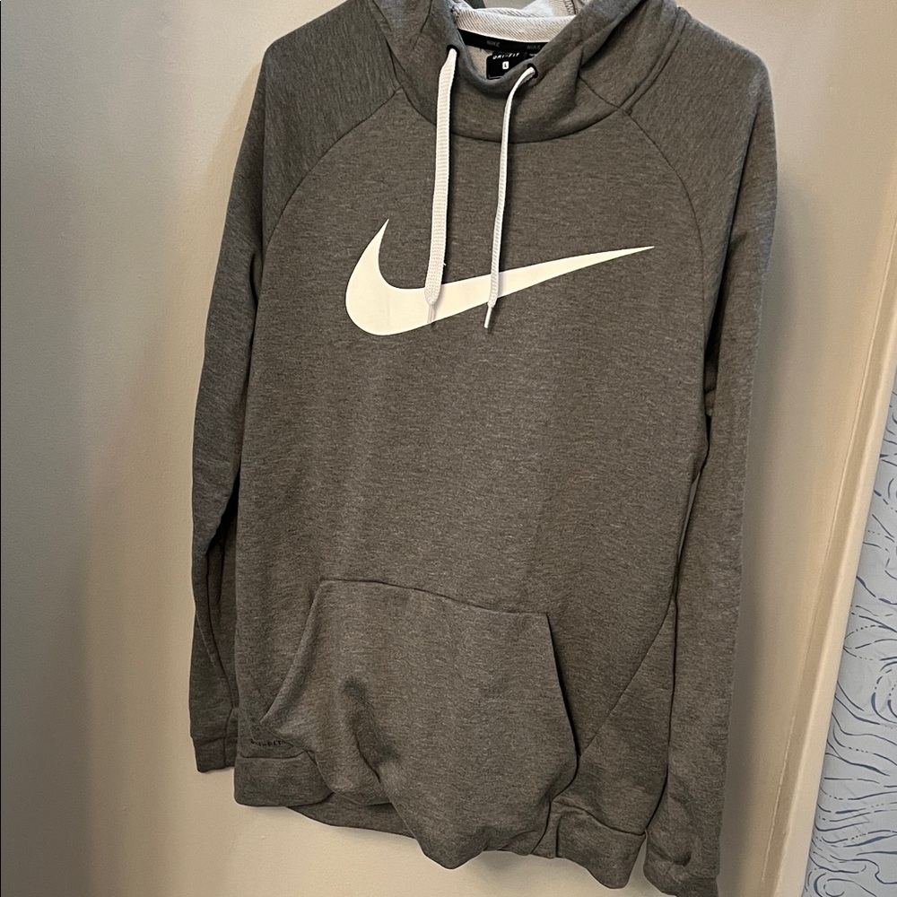 Nike Men's Charcoal Hoodie with White Logo